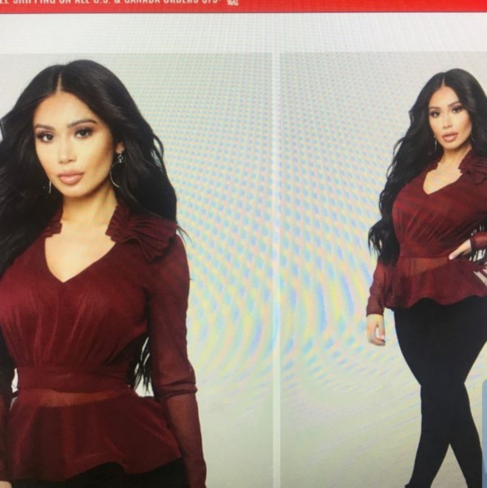 Burgundy peplum top